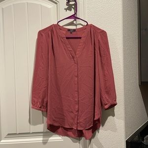 NYDJ Pintuck Blouse, Dark Pink, Size XXS